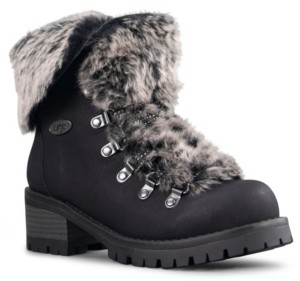 black boots with grey fur