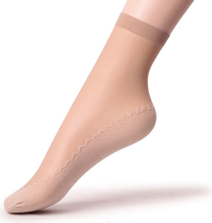 Ueither Women's 12 Pairs Silky Anti-Slip Cotton Sole Sheer Ankle