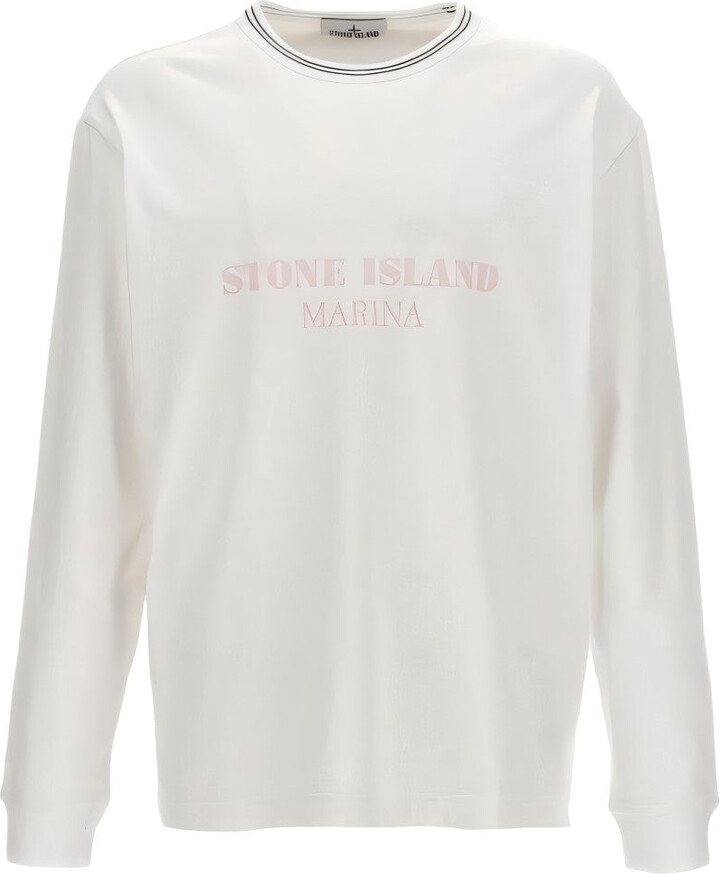 Stone Island White Long-Sleeve T-Shirt