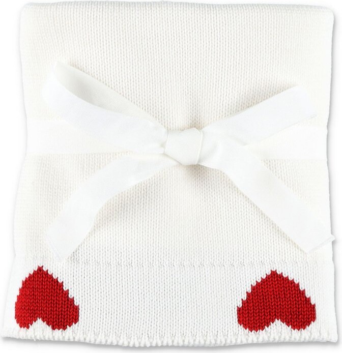 Petit Bateau Intarsia Heart Nursery Blanket
