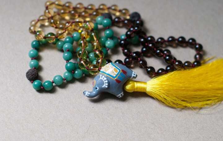 Etsy Custom Gemstone Mala Necklace | Handmade Animal Guru Bead
