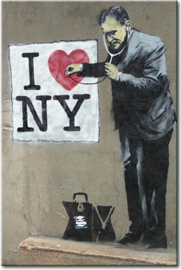 East Urban Home I Love New York by Banksy - Wrapped Canvas Print