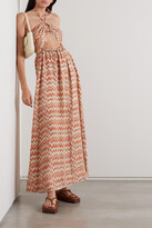 Thumbnail for your product : Faithfull The Brand La Costa Cutout Printed Linen Halterneck Maxi Dress