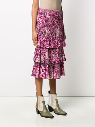 Etoile Isabel Marant Paisley Ruffle Midi Skirt