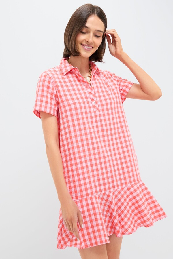 Tuckernuck Orange and Pink Seersucker Short Sleeve May Dress