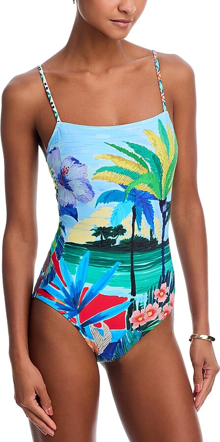 Johnny Was Spaghetti Strap One Piece Swimsuit