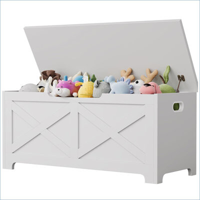 Harper Orchard 39.4" Storage Chest, Wooden Storage Bench with Safety Hinges, Easy Assembly, Large Toy Chest for Entryway, Living Room, Bedroom
