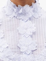 Thumbnail for your product : Zimmermann Lovestruck Floral-applique Ramie Blouse - Light Blue