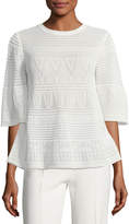 Thumbnail for your product : M Missoni 3/4-Sleeve Rib-Stitched Top