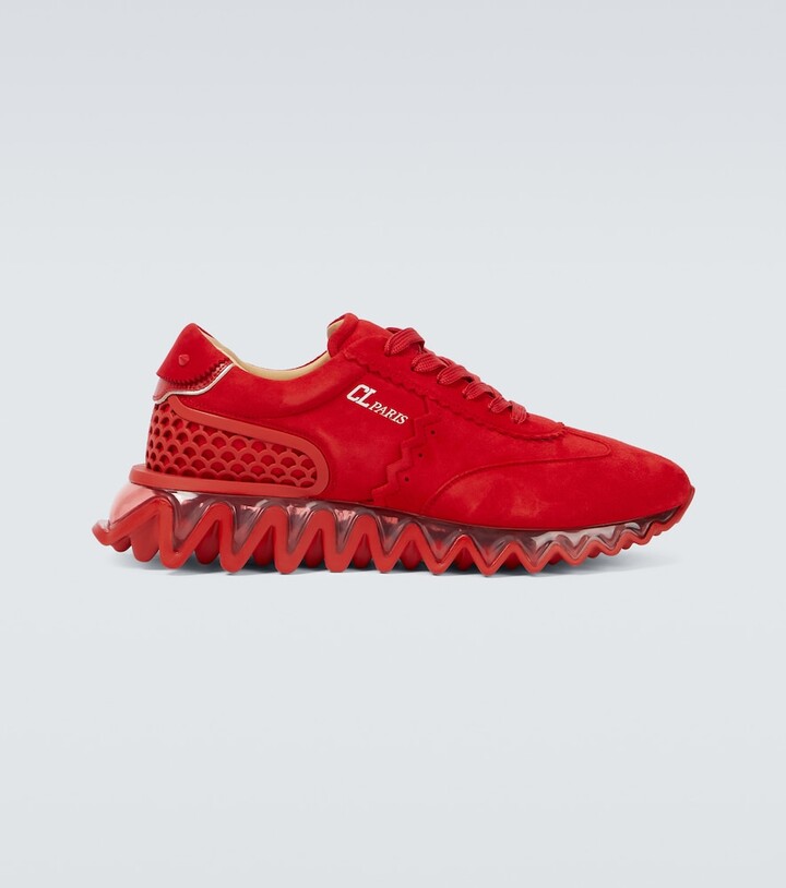 red suede sneakers