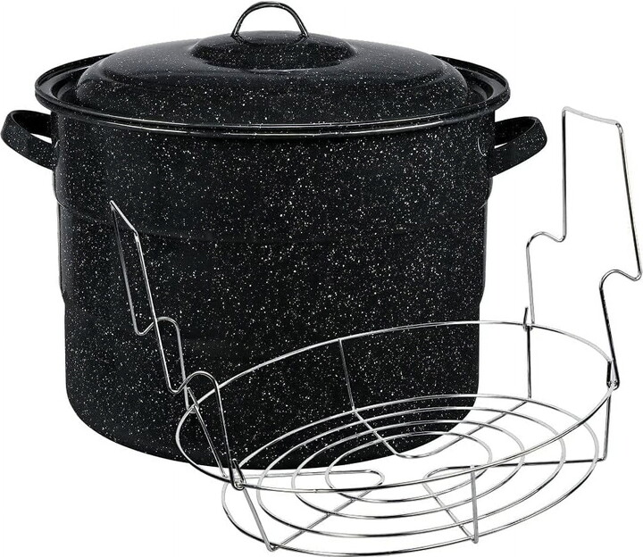 Columbian Home Products Granite Ware 21.5 Quart Water Bath Canner, Large Enamel Canning Pot with Rack, Canning Supplies for Jam, Salsa and Pickles