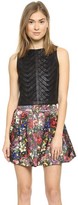 Thumbnail for your product : Alice + Olivia Amal Leather Ribbon Applique Top