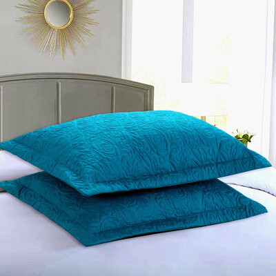 BRBCA Quilted Microfiber Pillow Shams Set - Soft Covers with Envelope Closure - Dark Teal - 2 Pack - Standard Size - Bedding Accessories