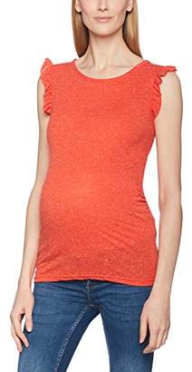 Mama Licious Mamalicious Women's MLZANA S/L Jersey TOP V Maternity Vest (Fiery Red Detail:Melange), (Size: M)
