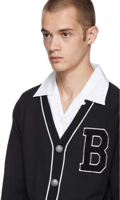 Balmain Black and White Wool Cardigan