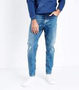 Thumbnail for your product : New Look Bright Blue Distressed Tapered Jeans