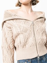 Thumbnail for your product : Self-Portrait Cable-Knit Zip-Fastening Cardigan