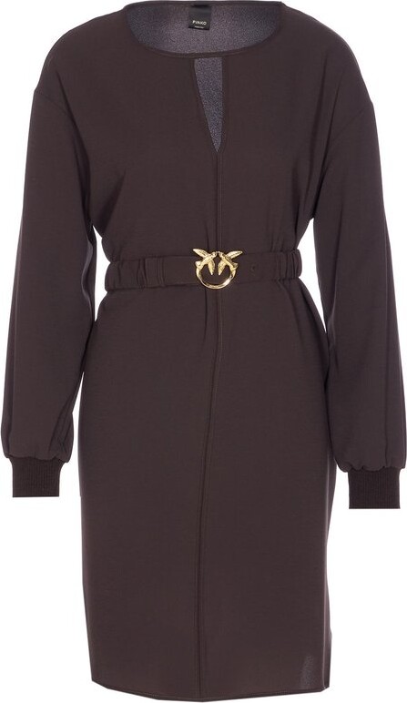 Pinko Love-Birds Bucke Belted Crewneck Short Dress