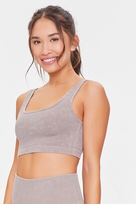 Forever 21 Women's Seamless Thick Ribbed Longline Sports Bra in Taupe Large  - ShopStyle