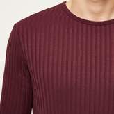 Thumbnail for your product : River Island Mens Burgundy chunky ribbed slim fit top