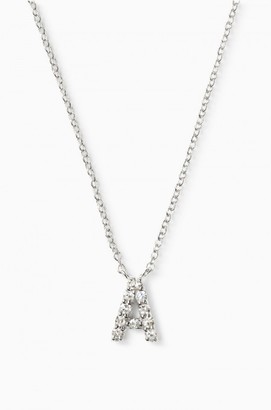 Covet Pave Initial Necklace - White Gold
