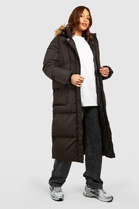 Black Padded Coat Fur Hood | ShopStyle UK