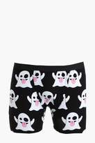 Thumbnail for your product : boohoo Halloween Ghost Emoji Print Boxers