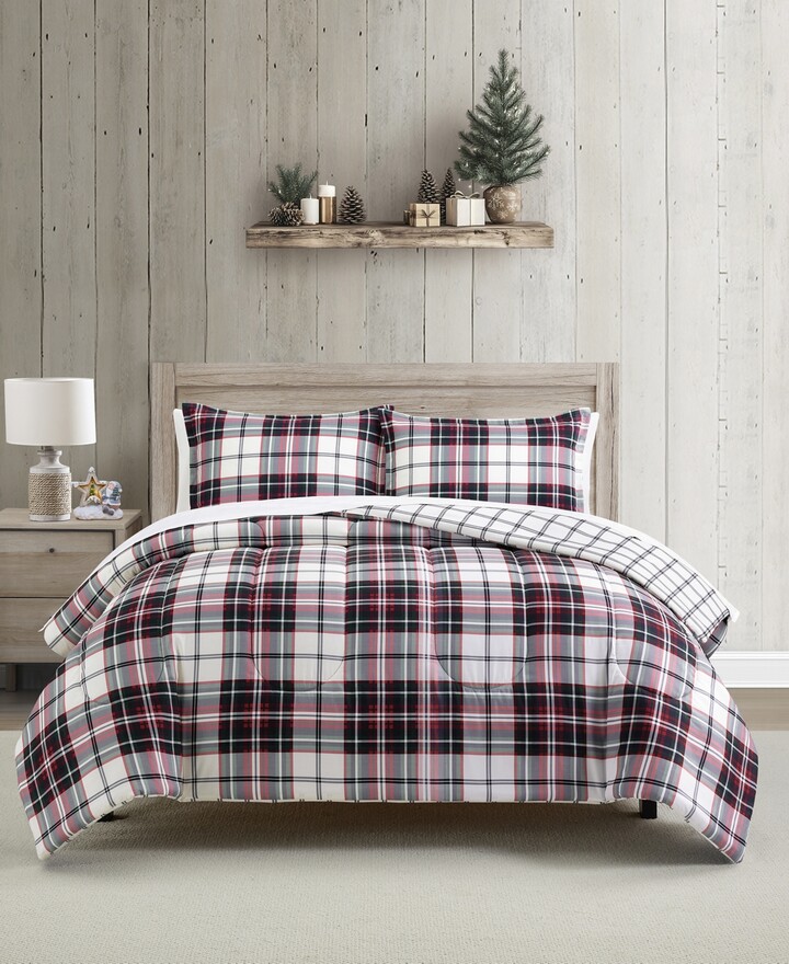 Sunham Holiday Plaid 3-Pc. Comforter Sets - Red, Black