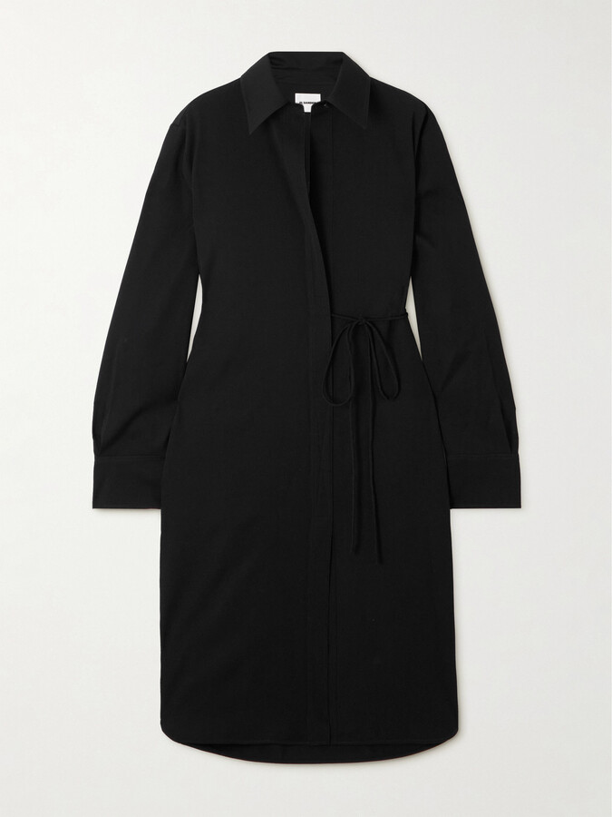 Jil Sander Wool-gabardine Midi Shirt Dress - Black