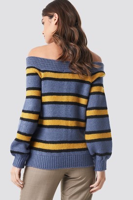 NA-KD Color Striped Off Shoulder Knitted Sweater
