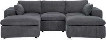 Latitude Run Large Arms Cordory Upholstered Modular Sectional With 2 Ottomans