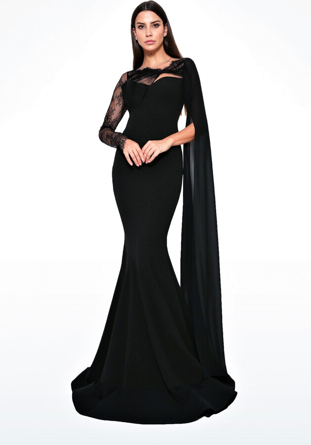 Black Long Sleeve Crepe Dress | ShopStyle