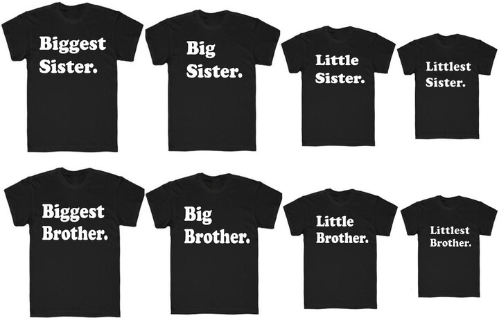jiangkao Mix and Match Sibling Shirt Biggest Big Little Littlest Brother and Sister T-shirst Toddler Matching Shirts Family Tee Tops