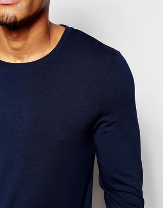 ASOS Muscle Long Sleeve T-shirt In Navy