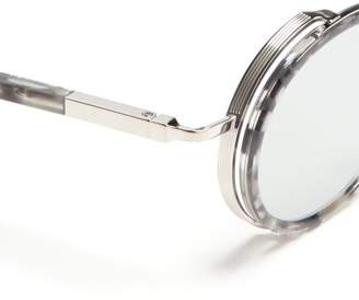 Thom Browne Round Tortoiseshell Frame Sunglasses - Mens - Grey Multi