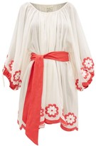 Thumbnail for your product : Innika Choo Frida Burds Embroidered Cotton Mini Dress - Cream
