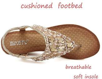 Bohemia Meeshine Womens Wedge Sandal Platform Rhinestone Dress Sandals Shoes 6 US