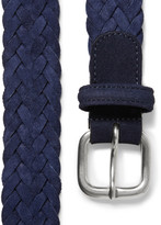 Thumbnail for your product : Andersons Navy 3.5cm Woven-Suede Belt