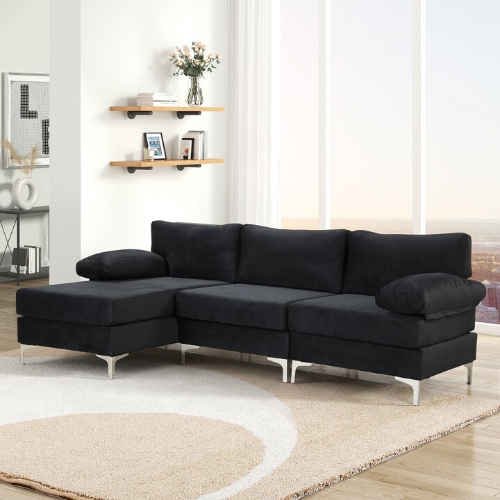 Luxehome Modern Large Velvet Fabric Sectional Sofa, LShape with Wide Chaise ShopStyle