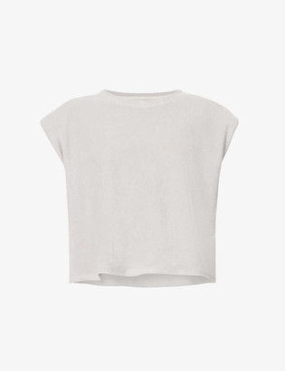 Prevu Delos padded shoulder cotton-blend towelling T-shirt