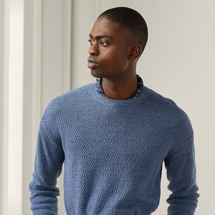 Men's Linen Blend Crew Neck Long Sleeve Kleding Dameskleding Sweaters Pullovers 