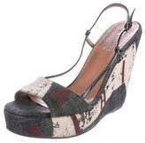 Thumbnail for your product : Alaia Printed Denim Wedge Sandals