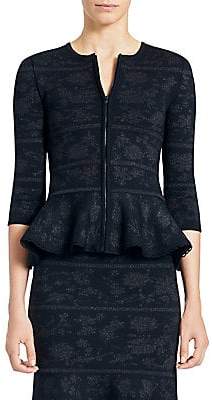 Carolina Herrera Women's Jacquard Peplum Knit Jacket