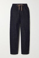 Thumbnail for your product : Brunello Cucinelli Bead-embellished Denim Tapered Track Pants
