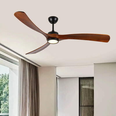 72 Inch Wood Ceiling Fan With Light, Low Profile Ceiling Fan With Remote Control,Noiseless Reversible Dc Motor With Timer