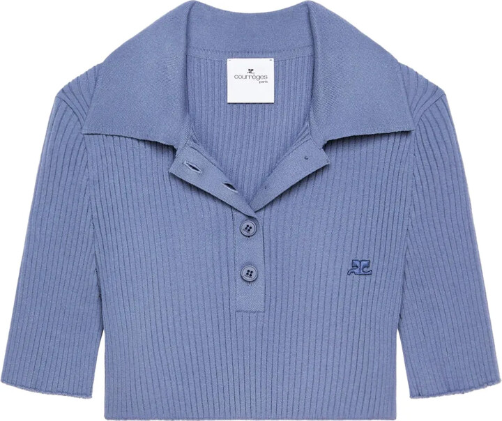 Courreges Knitted Cropped Polo Top