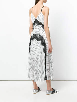Self-Portrait lace inserts pleated dress