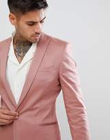 Thumbnail for your product : ASOS Design DESIGN super skinny blazer in dusky pink cotton sateen