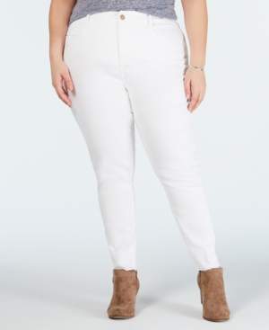Ysj Plus Size Colored Raw-Hem Skinny Jeans