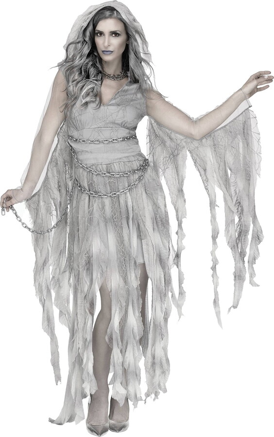 Fun World Women’s Enchanted Ghost Adult Costume, Gray, S/M Size 2-8